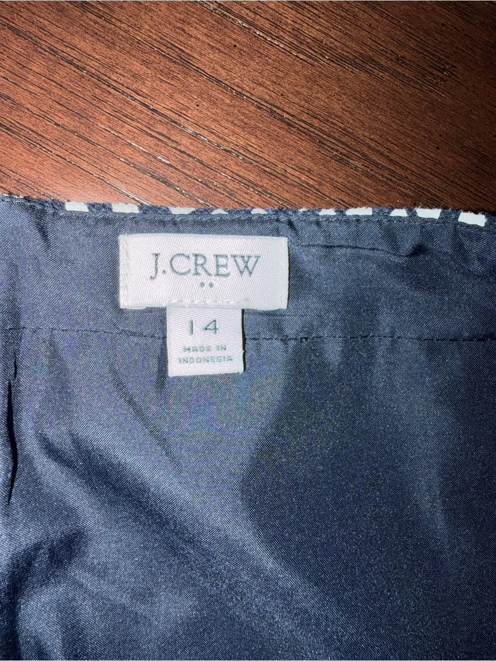 J Crew Navy and White Dot Pencil Skirt